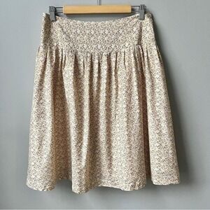 Vintage Skirt Women's Large Dainty Floral Tan Lavender Purple Silk Blend 90s